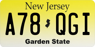 NJ license plate A78QGI