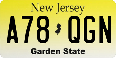 NJ license plate A78QGN