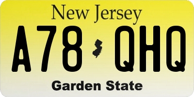 NJ license plate A78QHQ