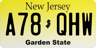 NJ license plate A78QHW