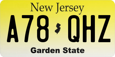 NJ license plate A78QHZ