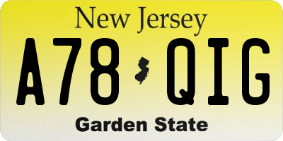 NJ license plate A78QIG