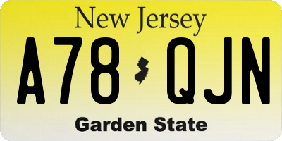NJ license plate A78QJN
