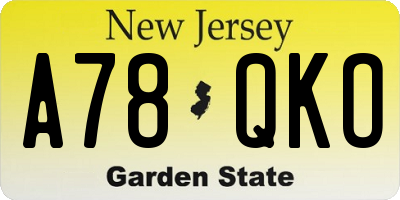 NJ license plate A78QKO