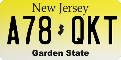 NJ license plate A78QKT