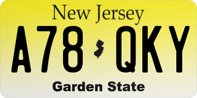NJ license plate A78QKY