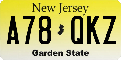 NJ license plate A78QKZ