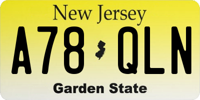NJ license plate A78QLN