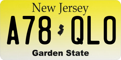 NJ license plate A78QLO