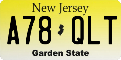 NJ license plate A78QLT