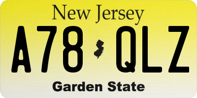 NJ license plate A78QLZ