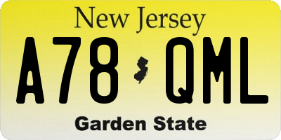 NJ license plate A78QML