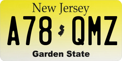 NJ license plate A78QMZ