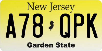 NJ license plate A78QPK