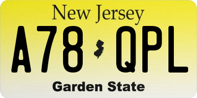 NJ license plate A78QPL