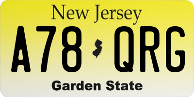 NJ license plate A78QRG