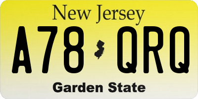 NJ license plate A78QRQ