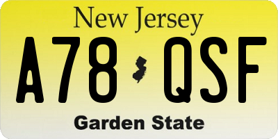 NJ license plate A78QSF