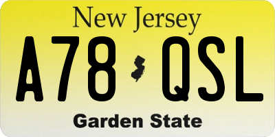 NJ license plate A78QSL