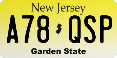 NJ license plate A78QSP