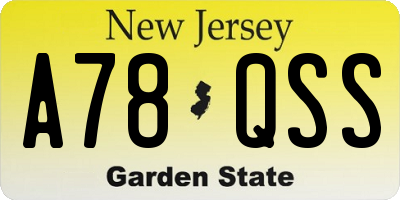 NJ license plate A78QSS
