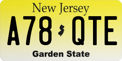 NJ license plate A78QTE