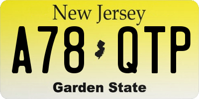 NJ license plate A78QTP