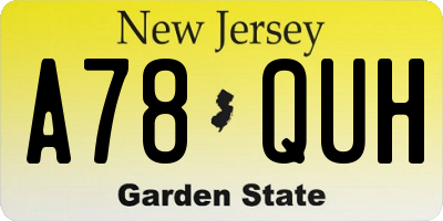 NJ license plate A78QUH