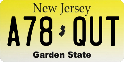 NJ license plate A78QUT