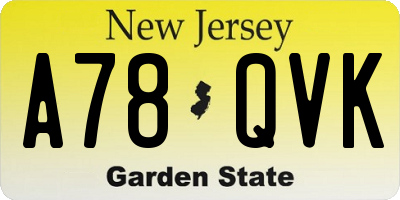 NJ license plate A78QVK