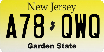 NJ license plate A78QWQ