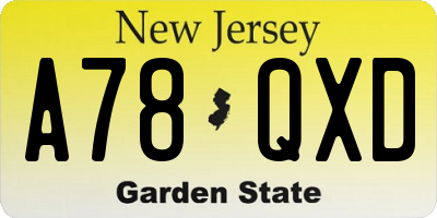 NJ license plate A78QXD