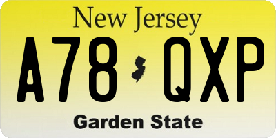 NJ license plate A78QXP