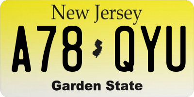 NJ license plate A78QYU