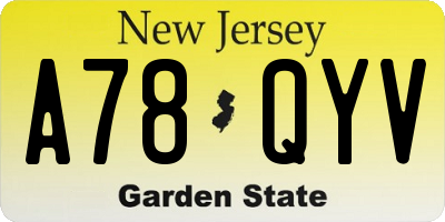 NJ license plate A78QYV
