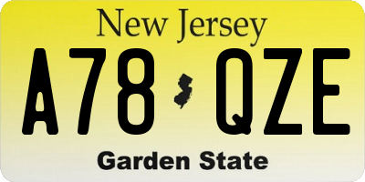 NJ license plate A78QZE