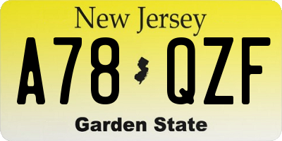 NJ license plate A78QZF
