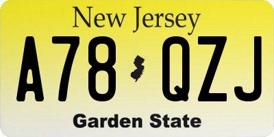NJ license plate A78QZJ