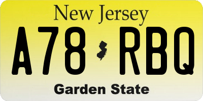 NJ license plate A78RBQ