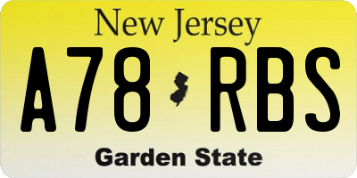 NJ license plate A78RBS