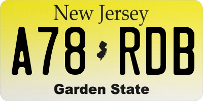 NJ license plate A78RDB