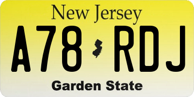 NJ license plate A78RDJ