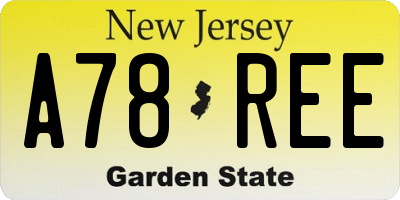 NJ license plate A78REE