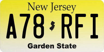 NJ license plate A78RFI