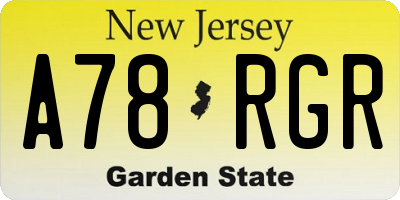 NJ license plate A78RGR