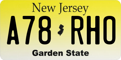 NJ license plate A78RHO