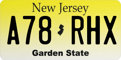 NJ license plate A78RHX