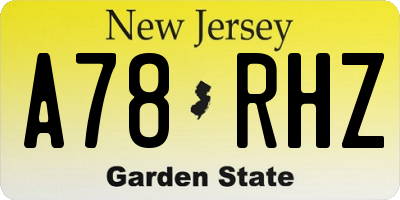 NJ license plate A78RHZ