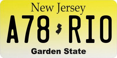NJ license plate A78RIO