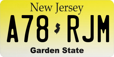 NJ license plate A78RJM